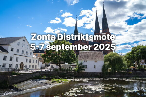 Bild på domkyrkan i Uppsala med en text framför som lyder: Zonta Distriktsmöte 5-7 september 2025